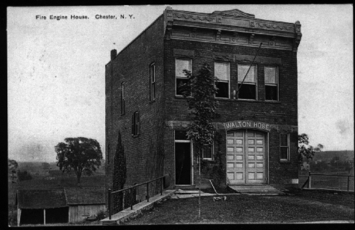 Built by Theodore A. Miller at a net cost of $4440, the Corporation Building was the first Chester firehouse, and home of Walton  Hose Co., dedicated August 10, 1896. PCchs-001277